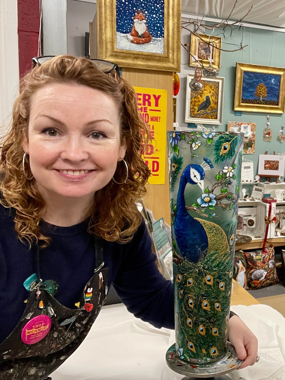 Peacock~ One of a Kind Statement Vase