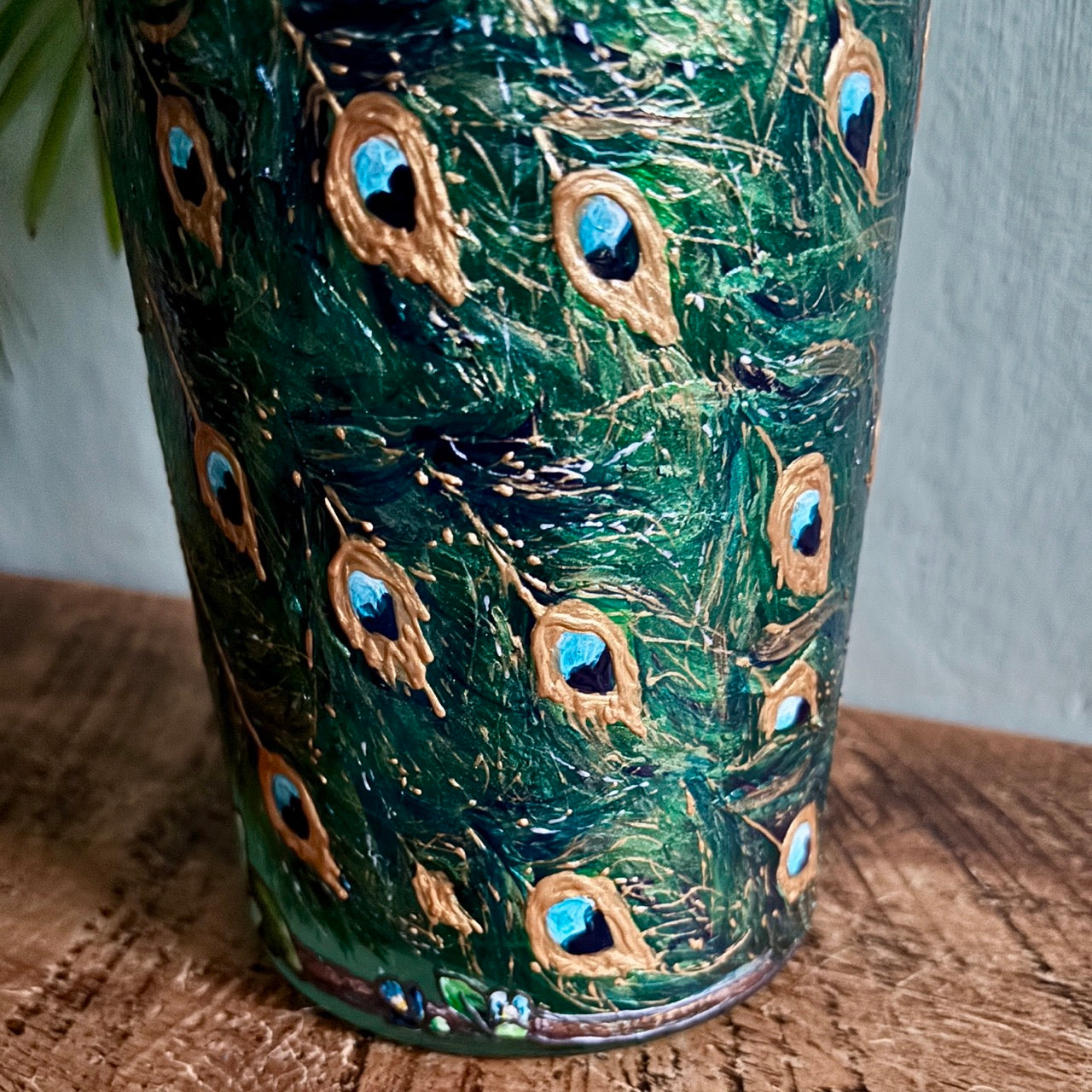 Peacock~ One of a Kind Statement Vase