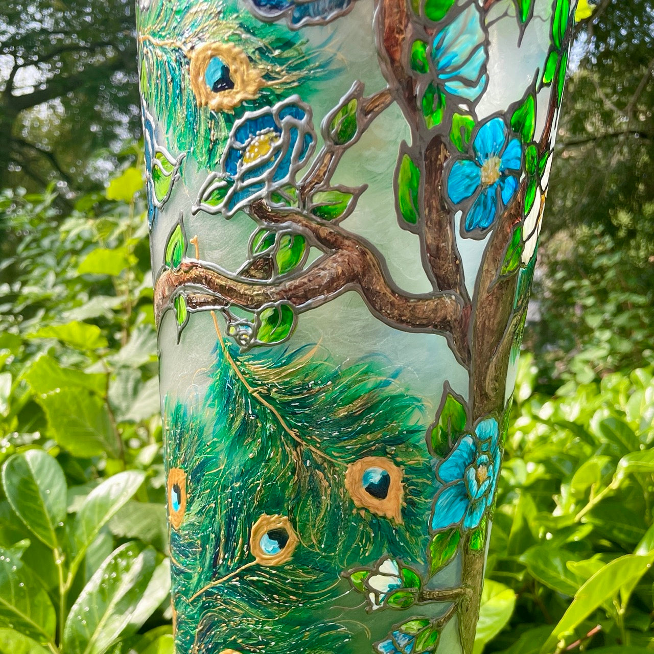 Peacock~ One of a Kind Statement Vase