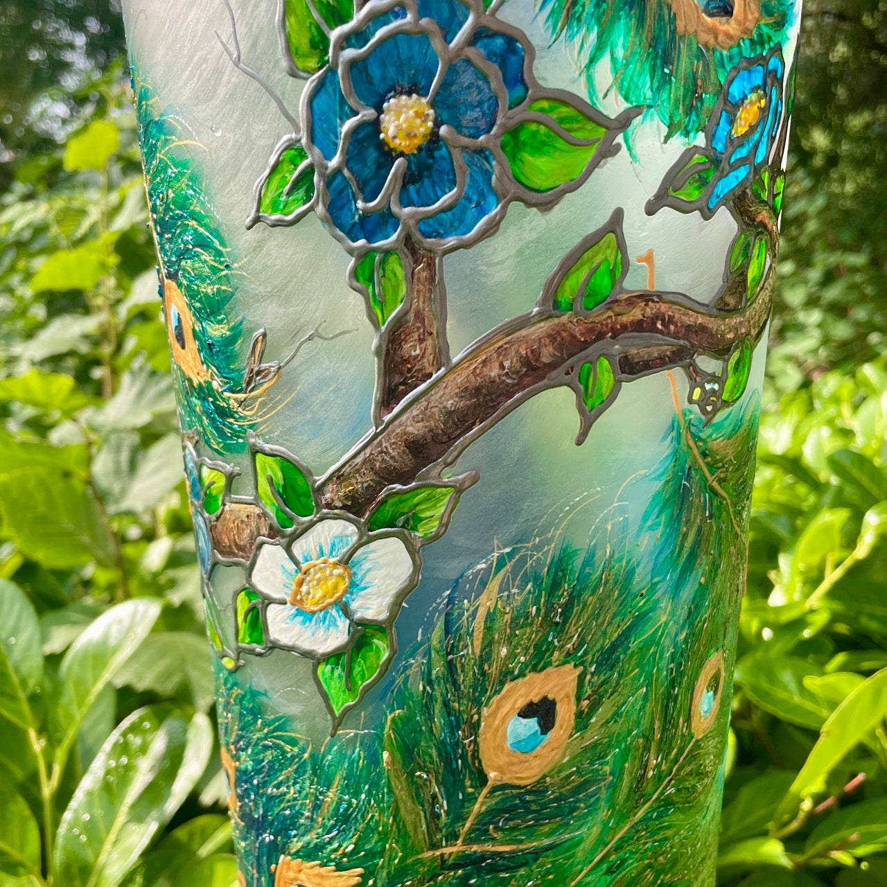 Peacock~ One of a Kind Statement Vase