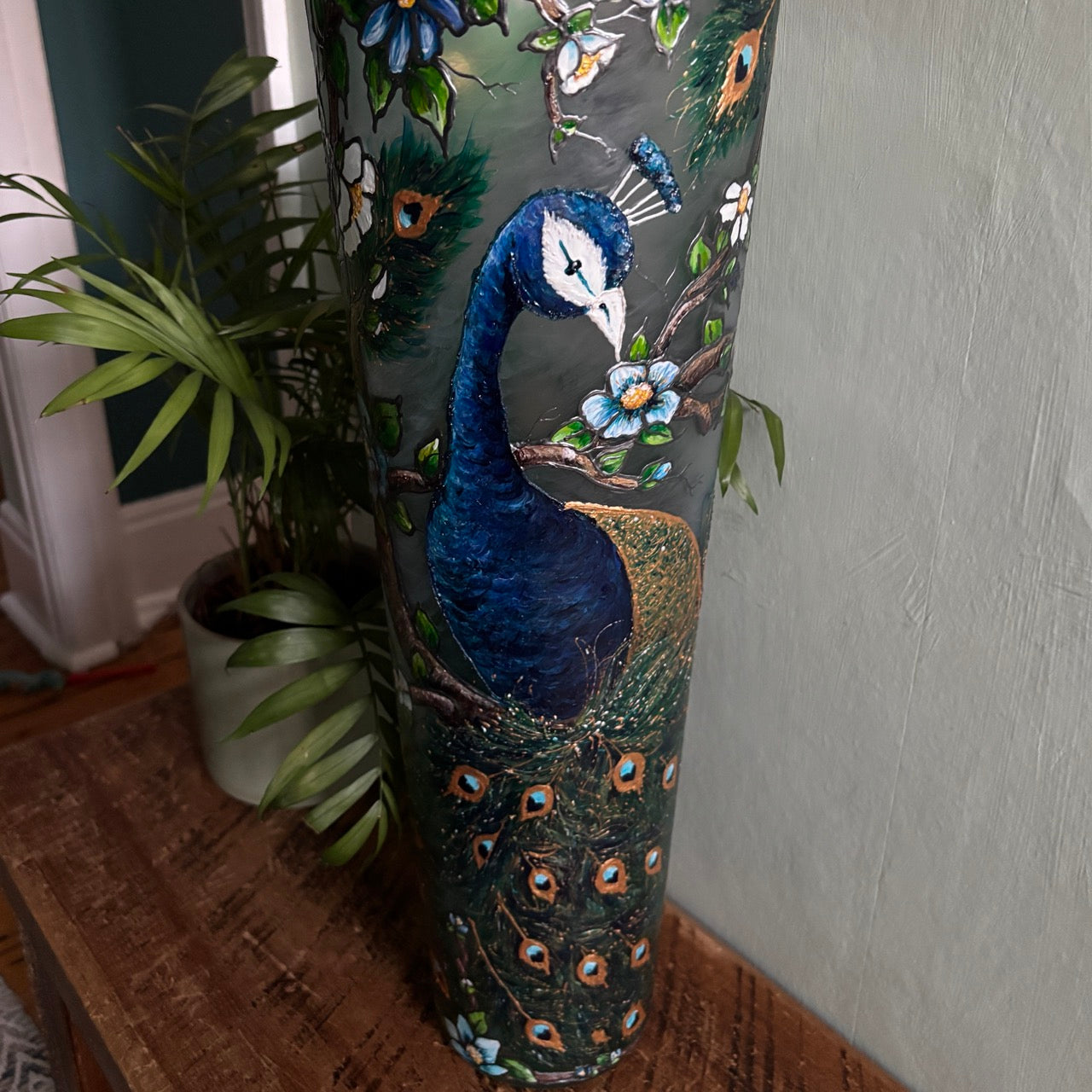 Peacock~ One of a Kind Statement Vase