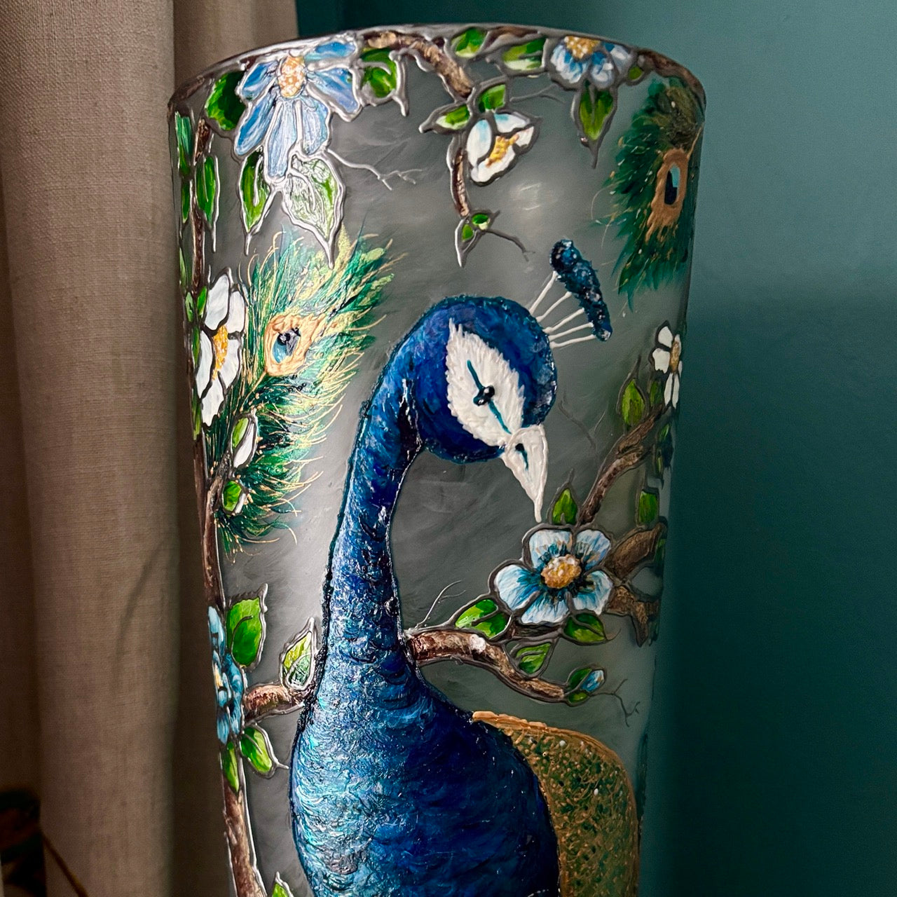 Peacock~ One of a Kind Statement Vase