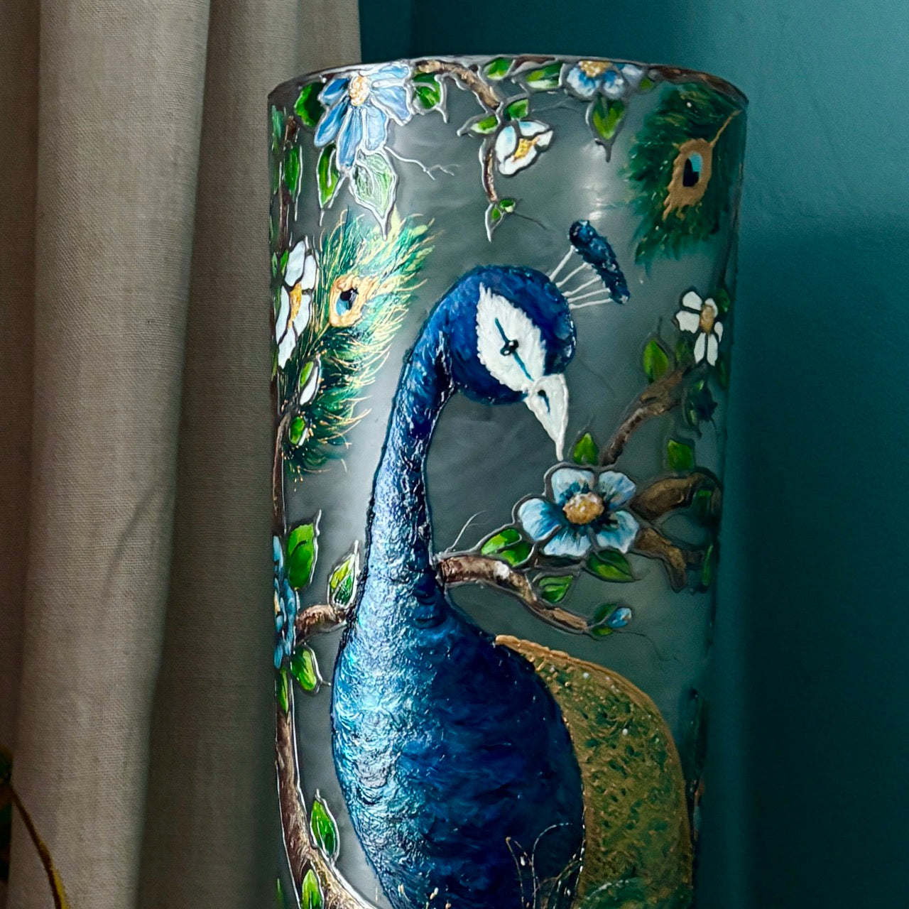 Peacock~ One of a Kind Statement Vase