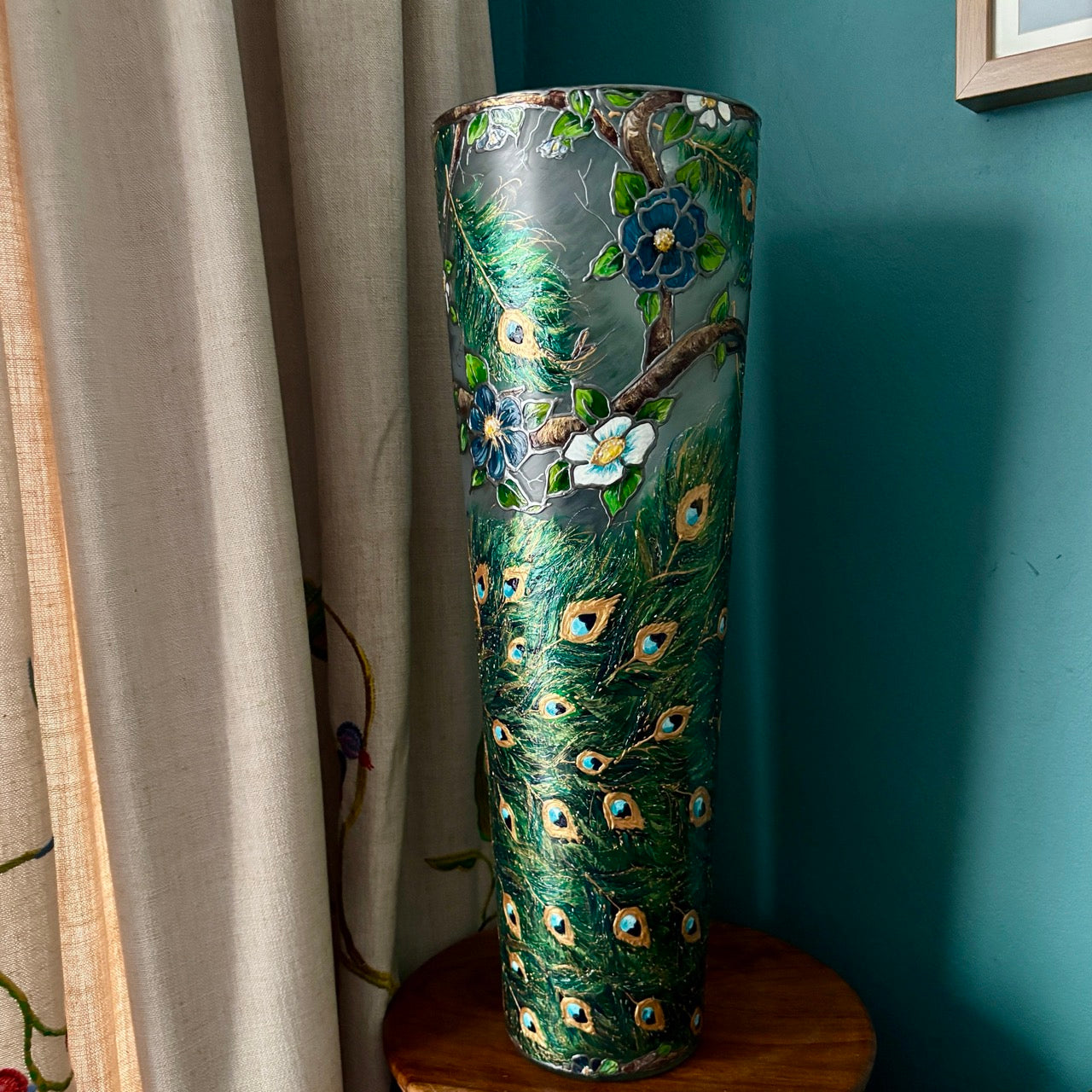 Peacock~ One of a Kind Statement Vase