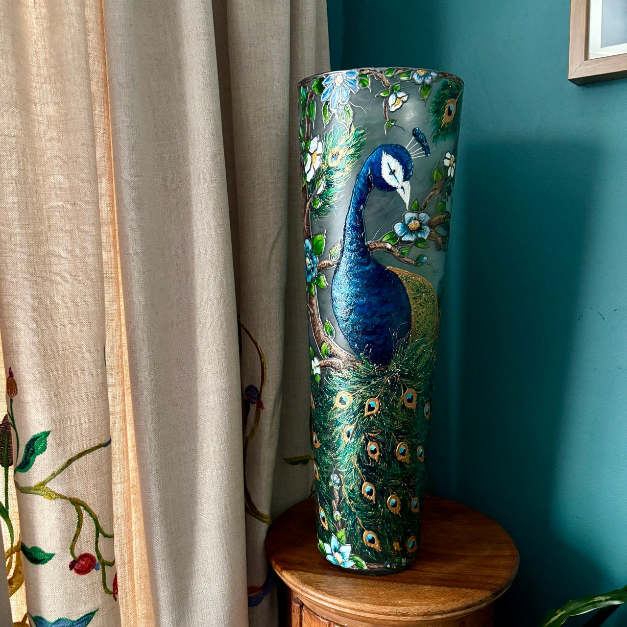 Peacock~ One of a Kind Statement Vase
