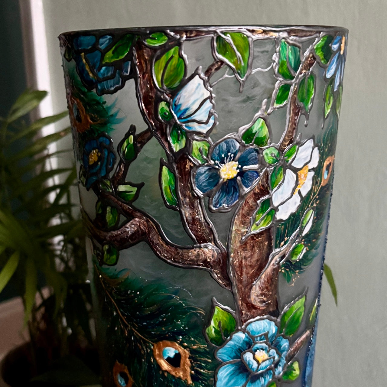 Peacock~ One of a Kind Statement Vase