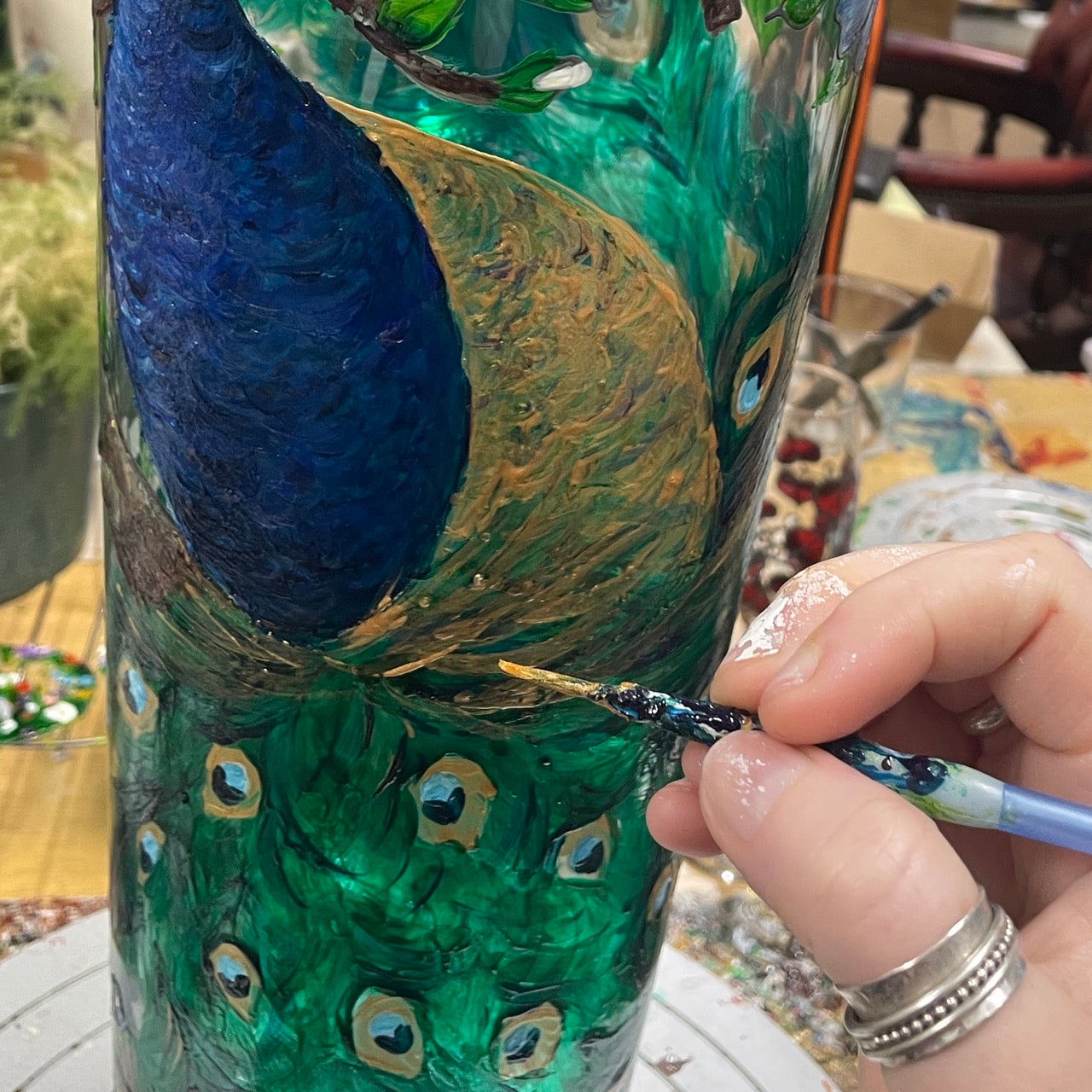 Peacock~ One of a Kind Statement Vase