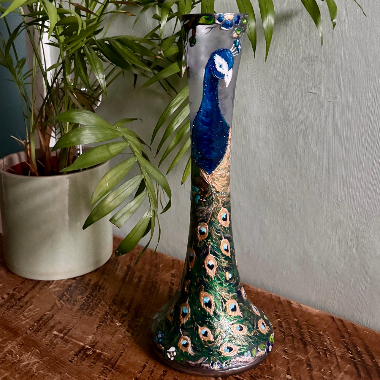 Peacock~ One of a kind vase