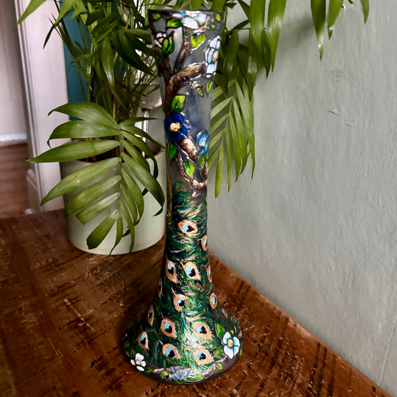 Peacock~ One of a kind vase