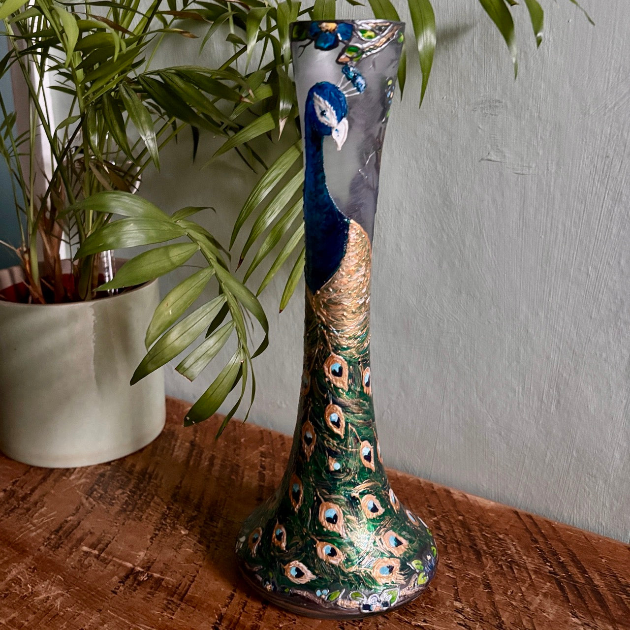 Peacock~ One of a kind vase