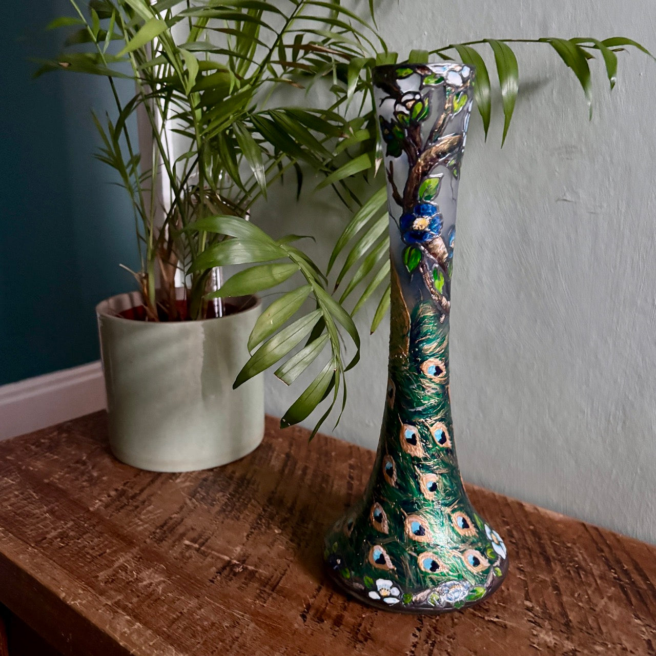 Peacock~ One of a kind vase