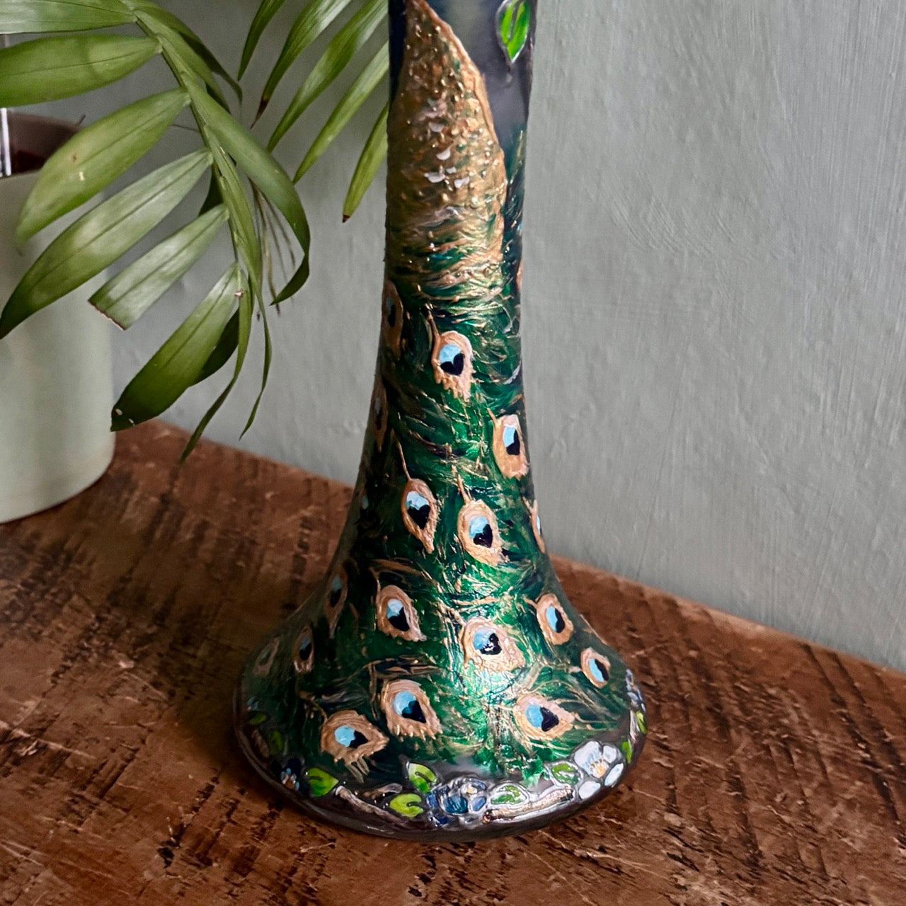 Peacock~ One of a kind vase