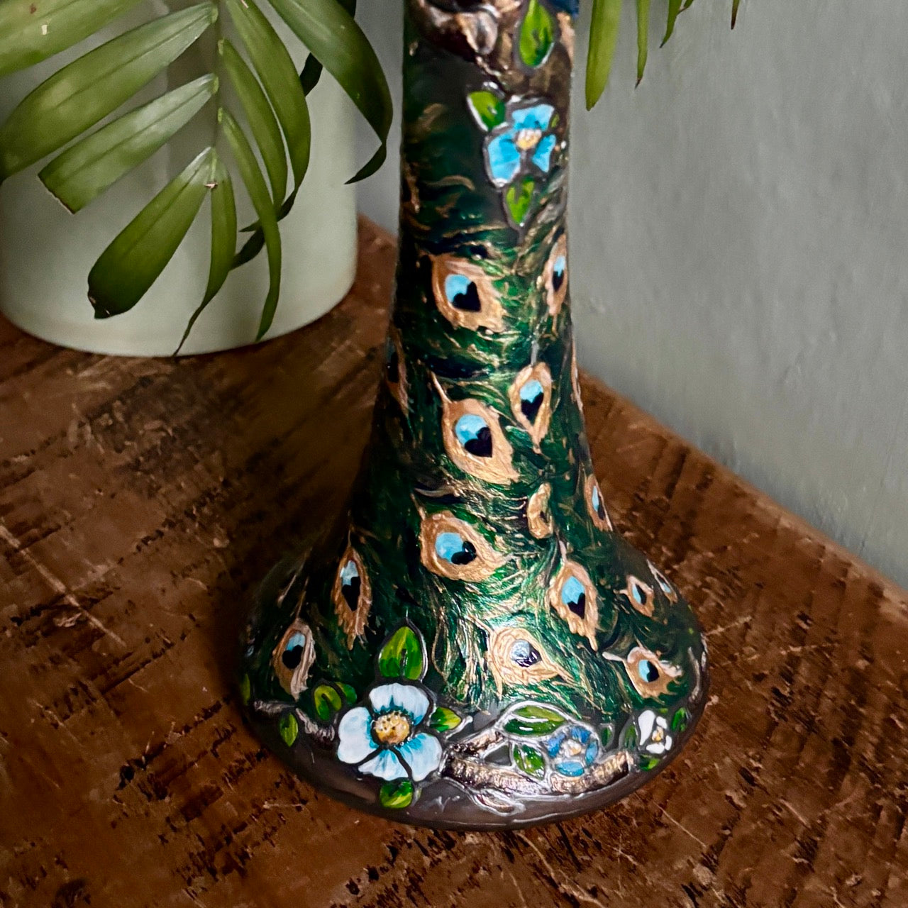 Peacock~ One of a kind vase
