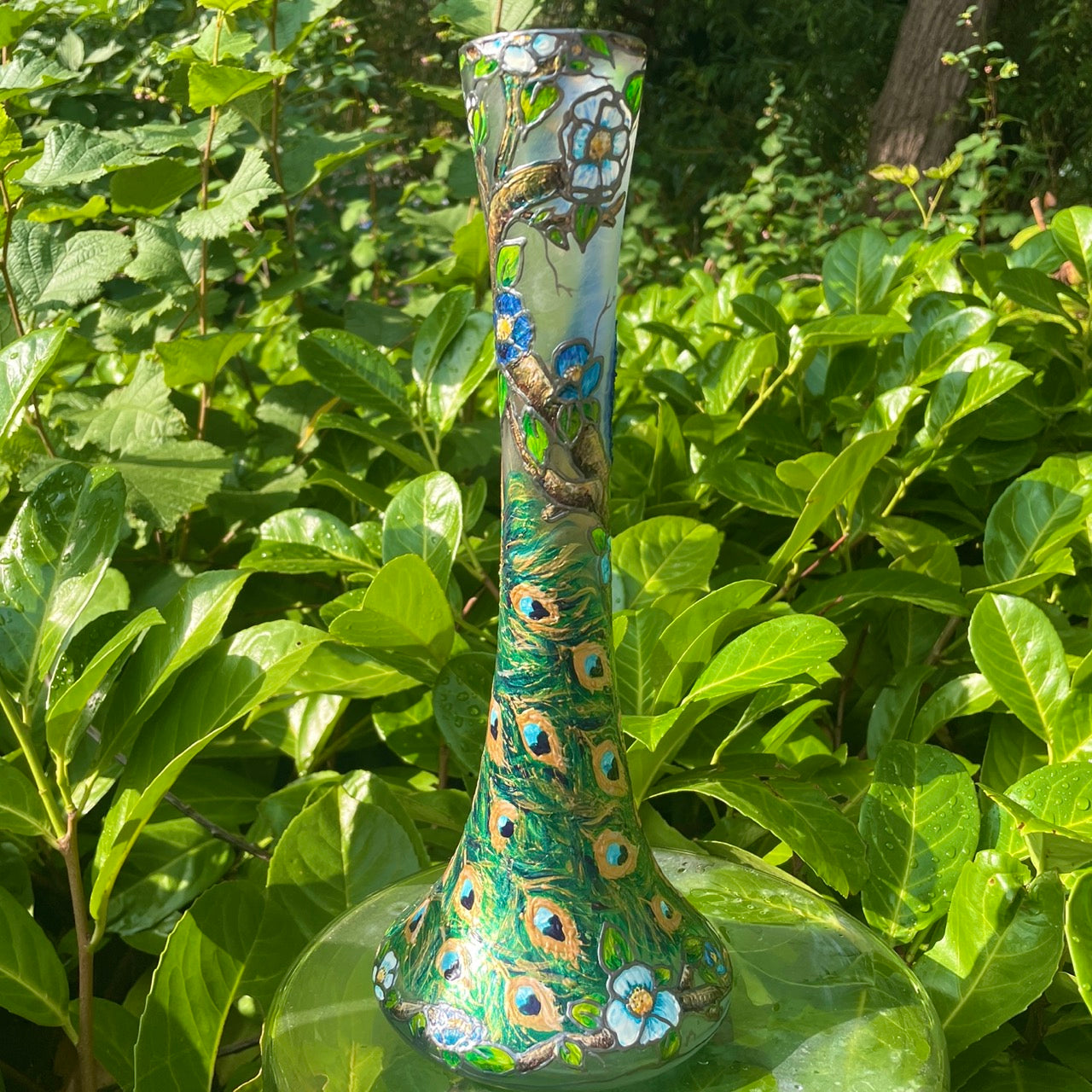 Peacock~ One of a kind vase