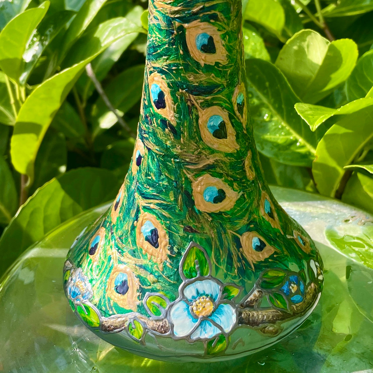 Peacock~ One of a kind vase