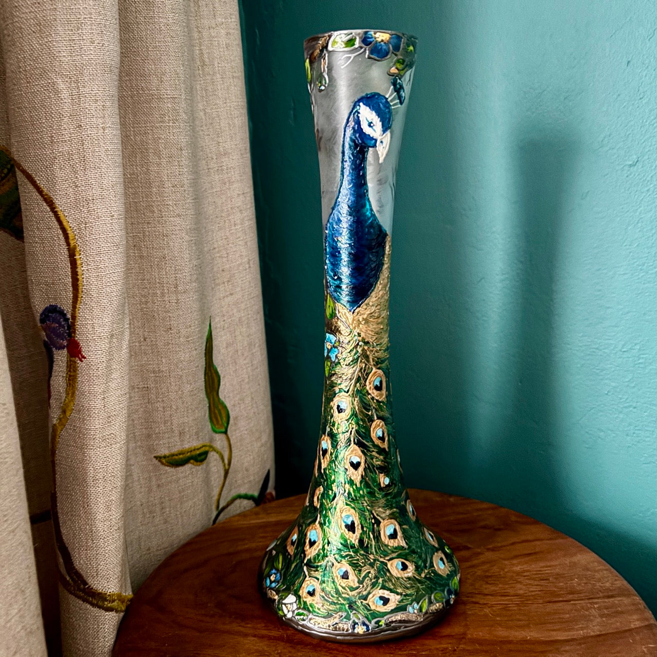 Peacock~ One of a kind vase