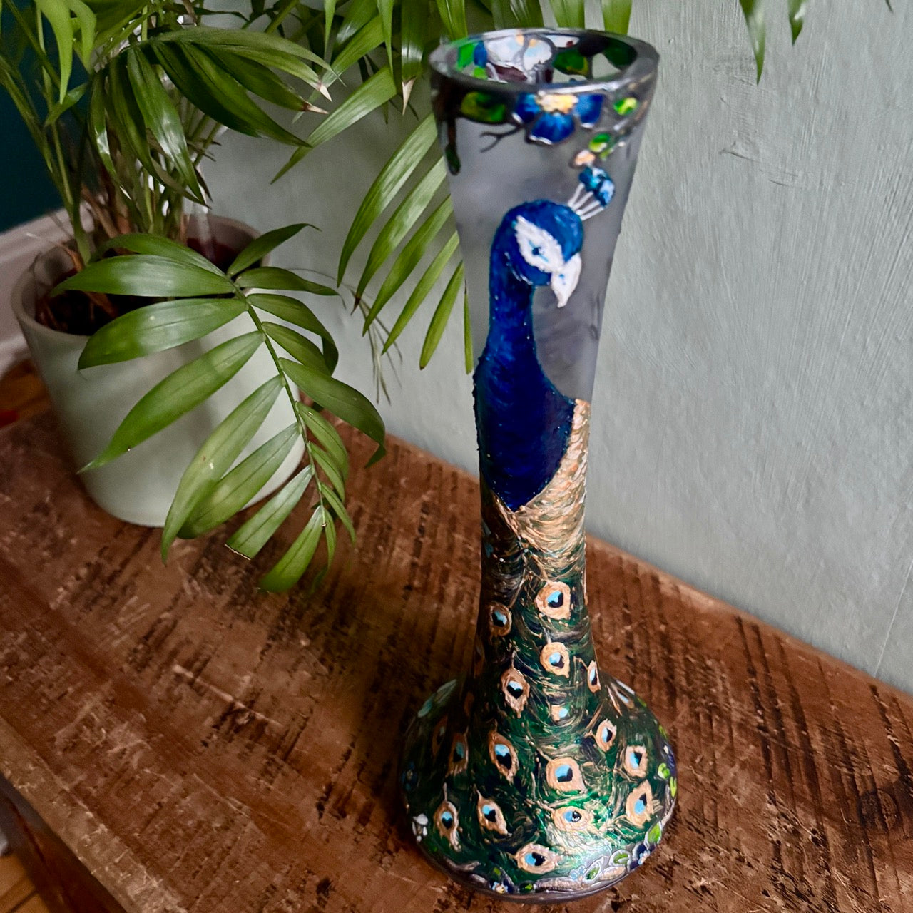Peacock~ One of a kind vase