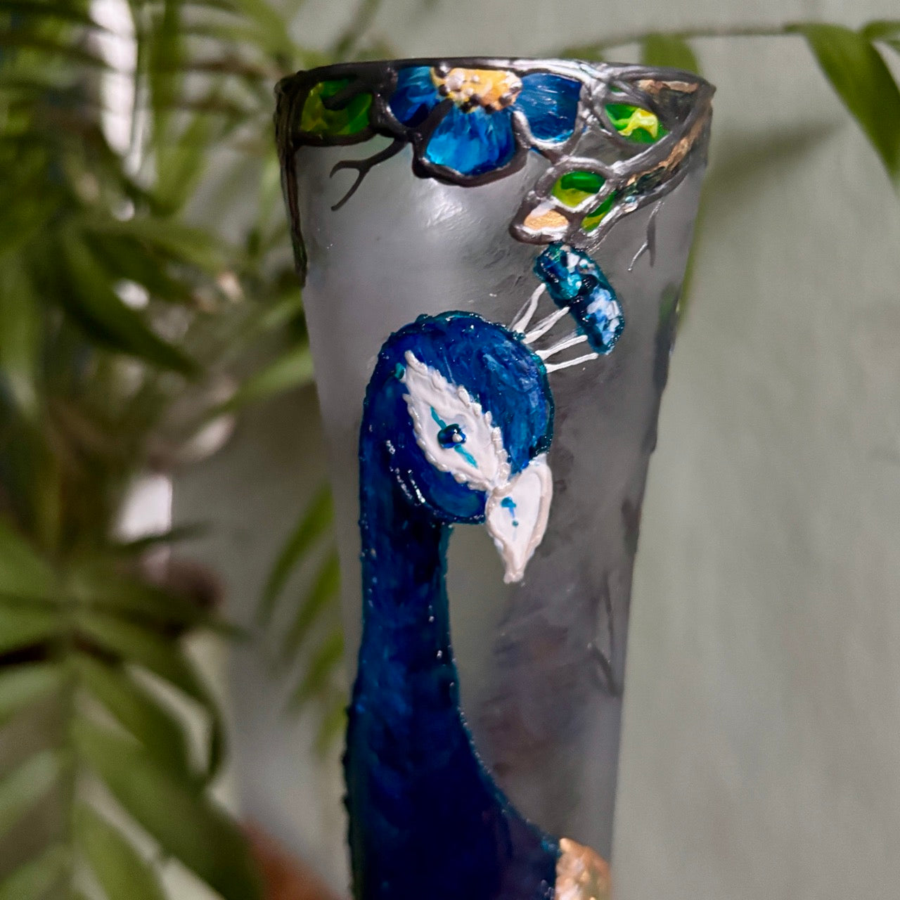 Peacock~ One of a kind vase