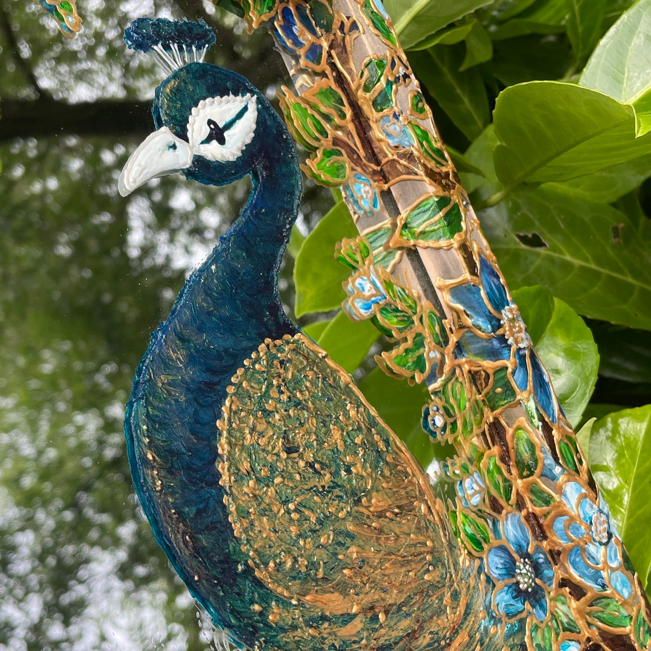 Peacock~ One of a kind hexagon mirror