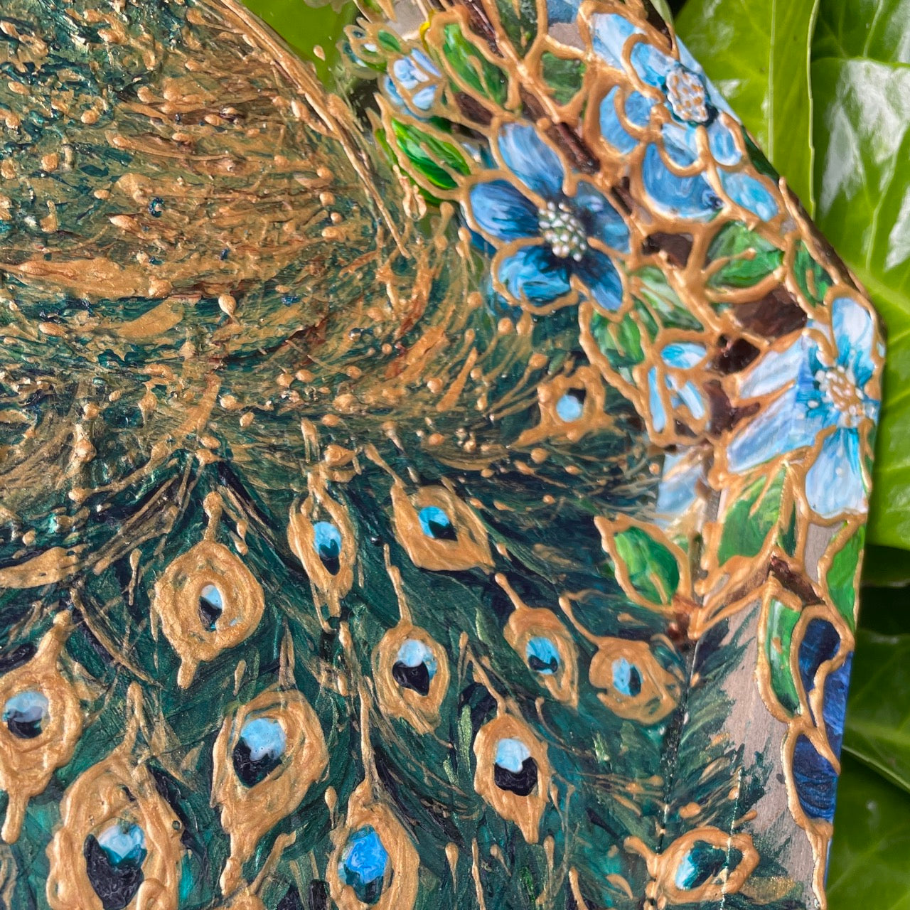 Peacock~ One of a kind hexagon mirror