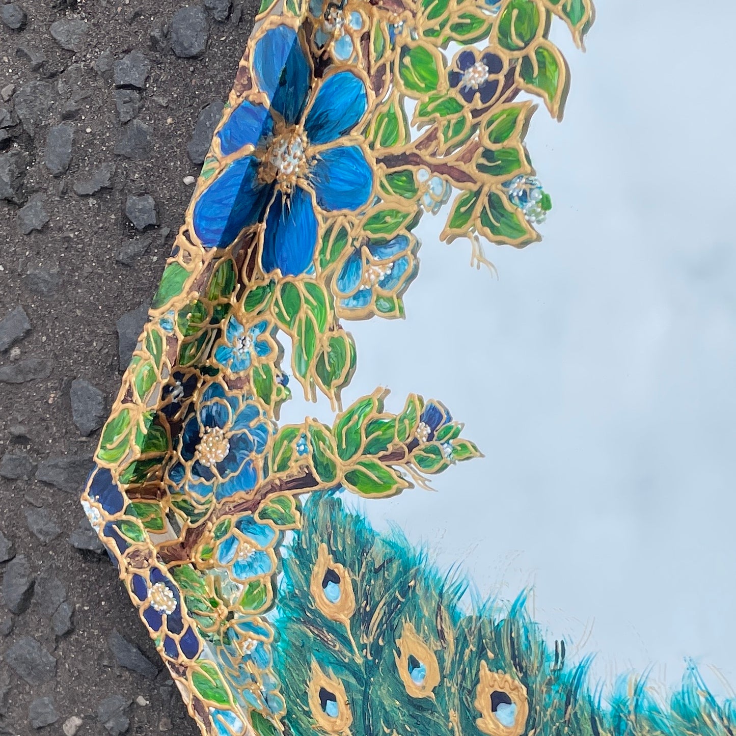 Peacock~ One of a kind hexagon mirror