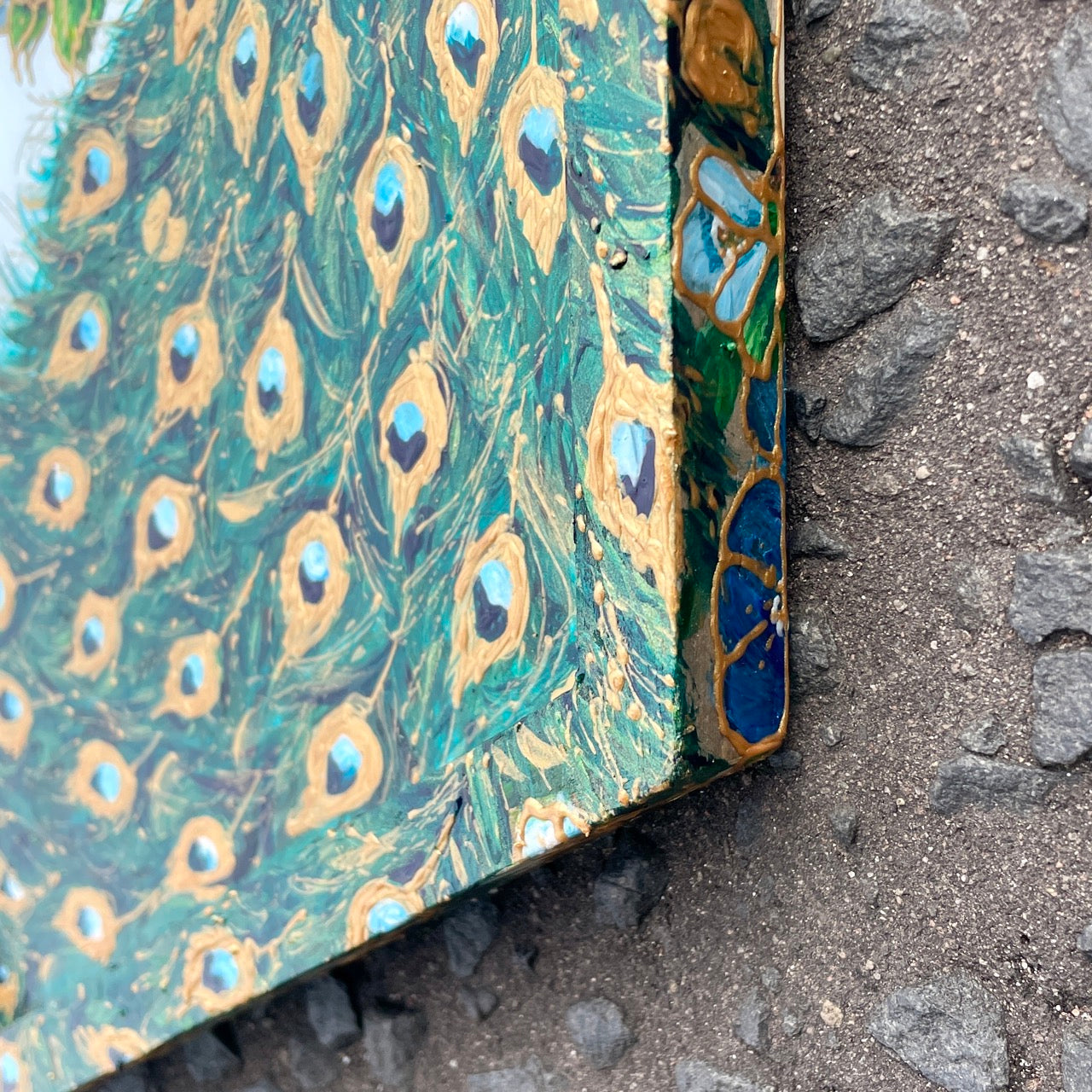 Peacock~ One of a kind hexagon mirror