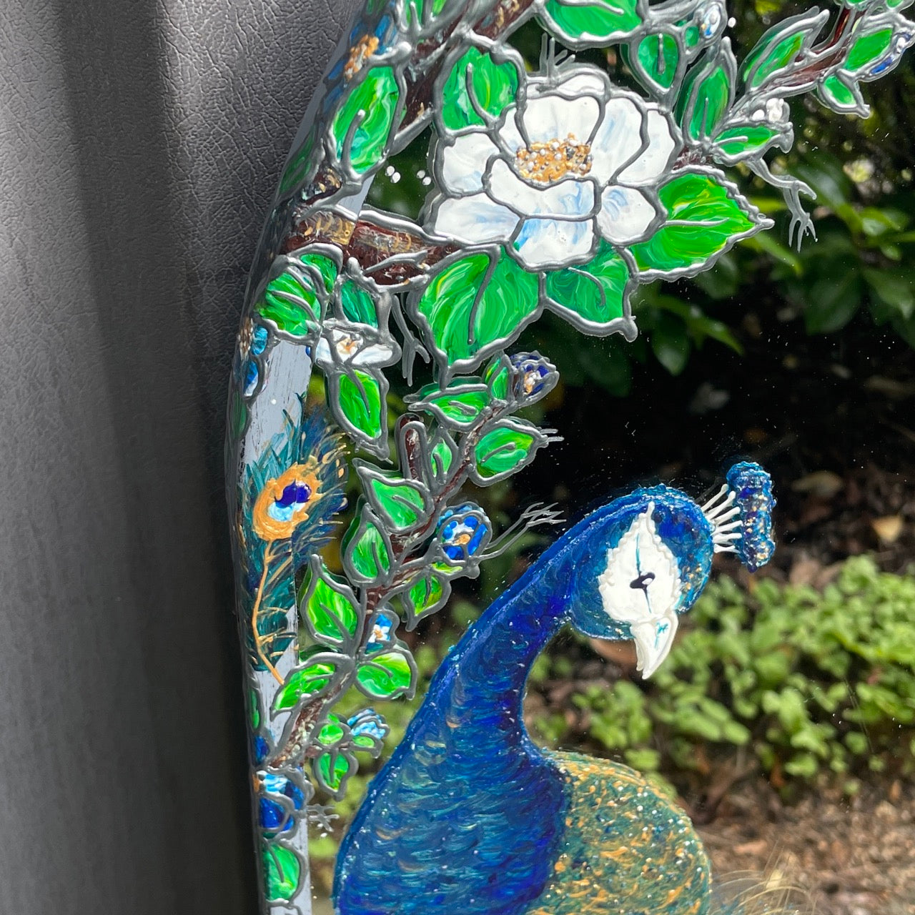 Peacock ~ One of a kind oval mirror