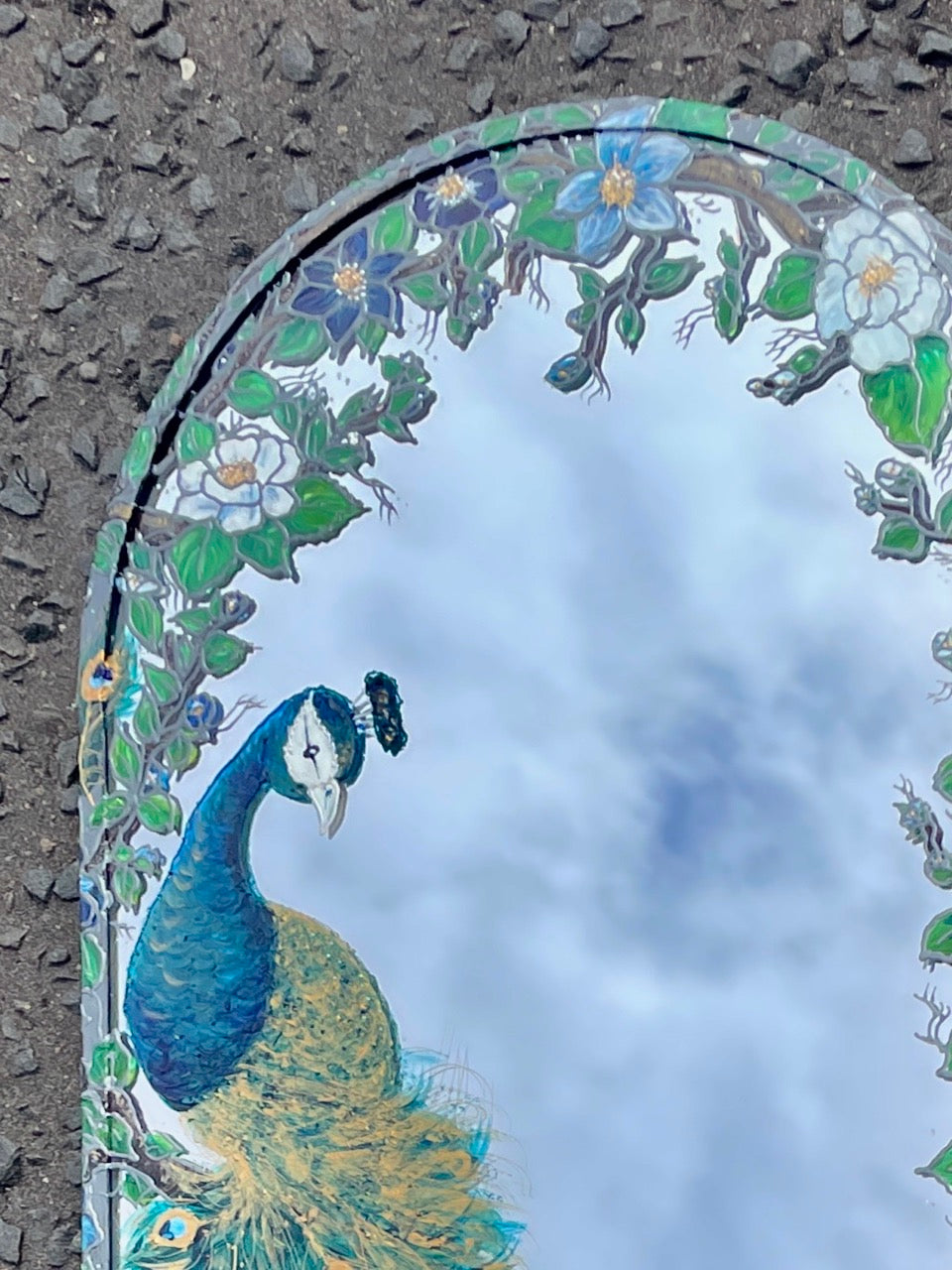Peacock ~ One of a kind oval mirror
