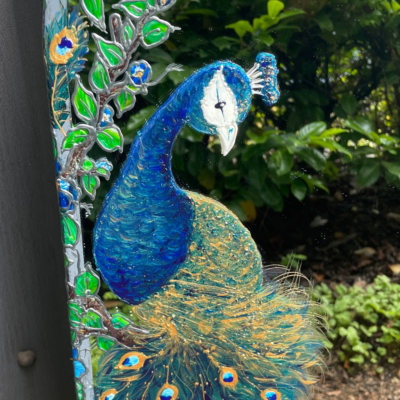 Peacock ~ One of a kind oval mirror