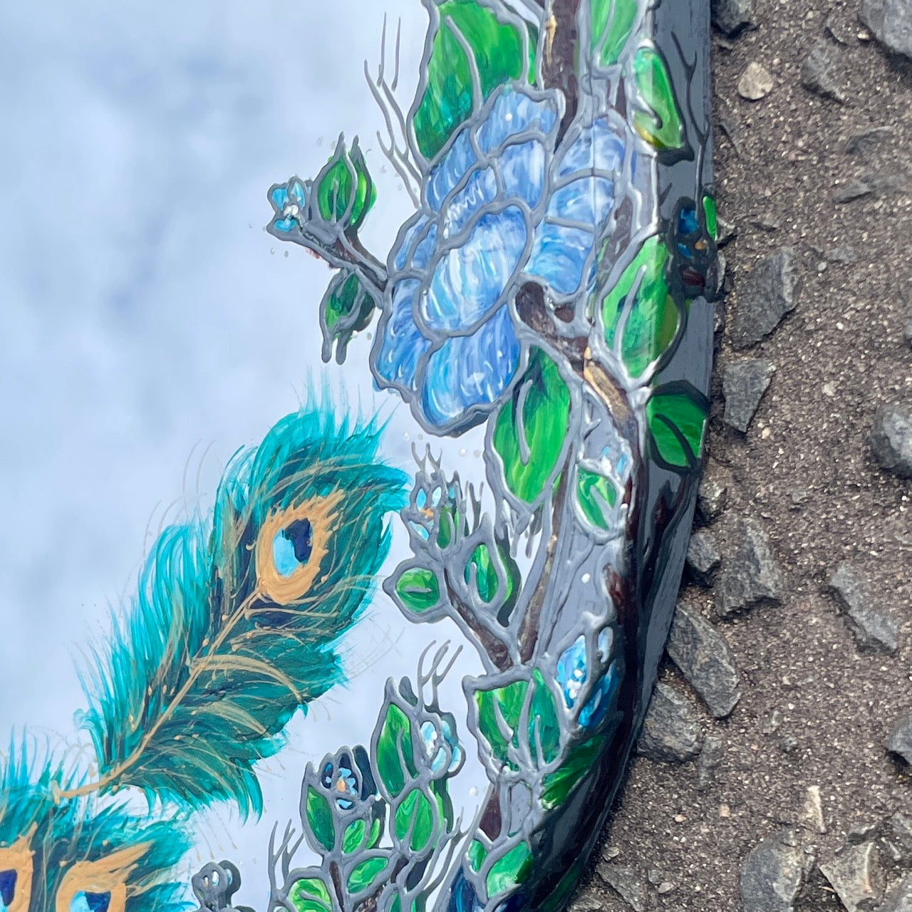 Peacock ~ One of a kind oval mirror