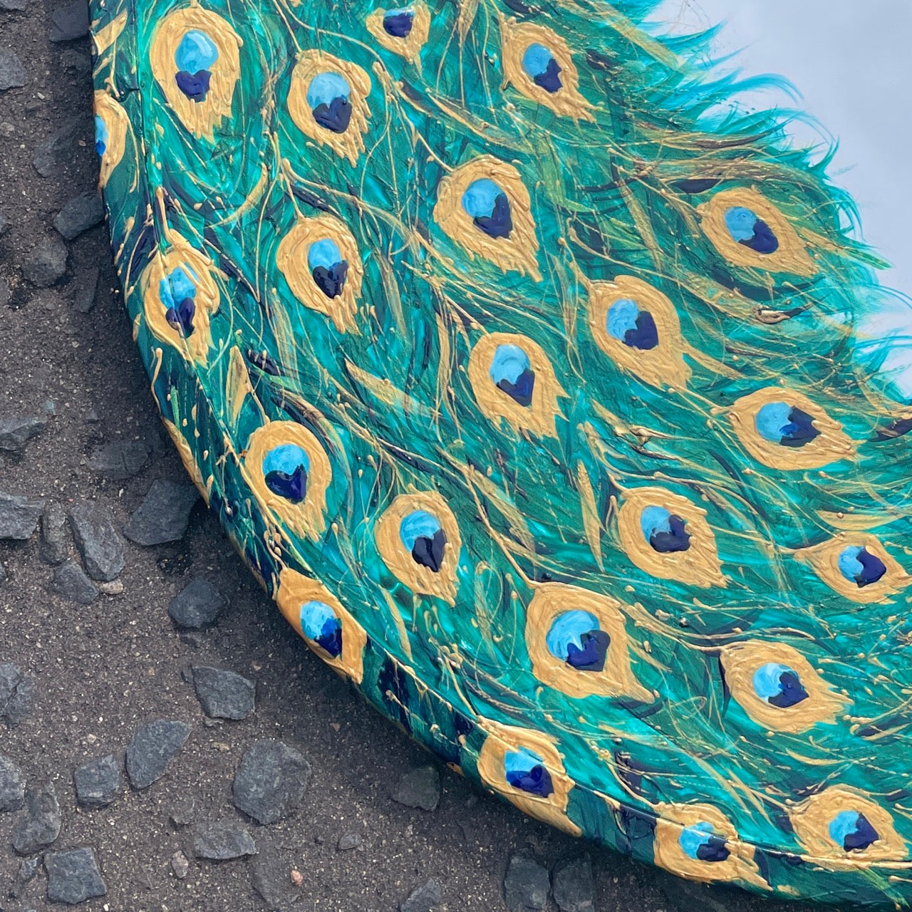 Peacock ~ One of a kind oval mirror