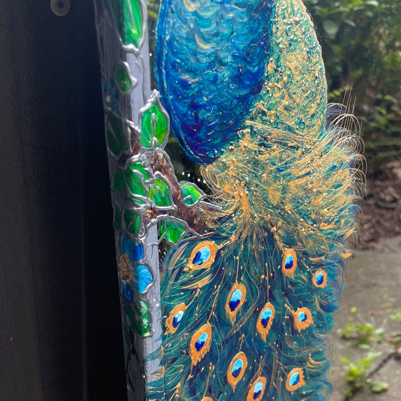 Peacock ~ One of a kind oval mirror
