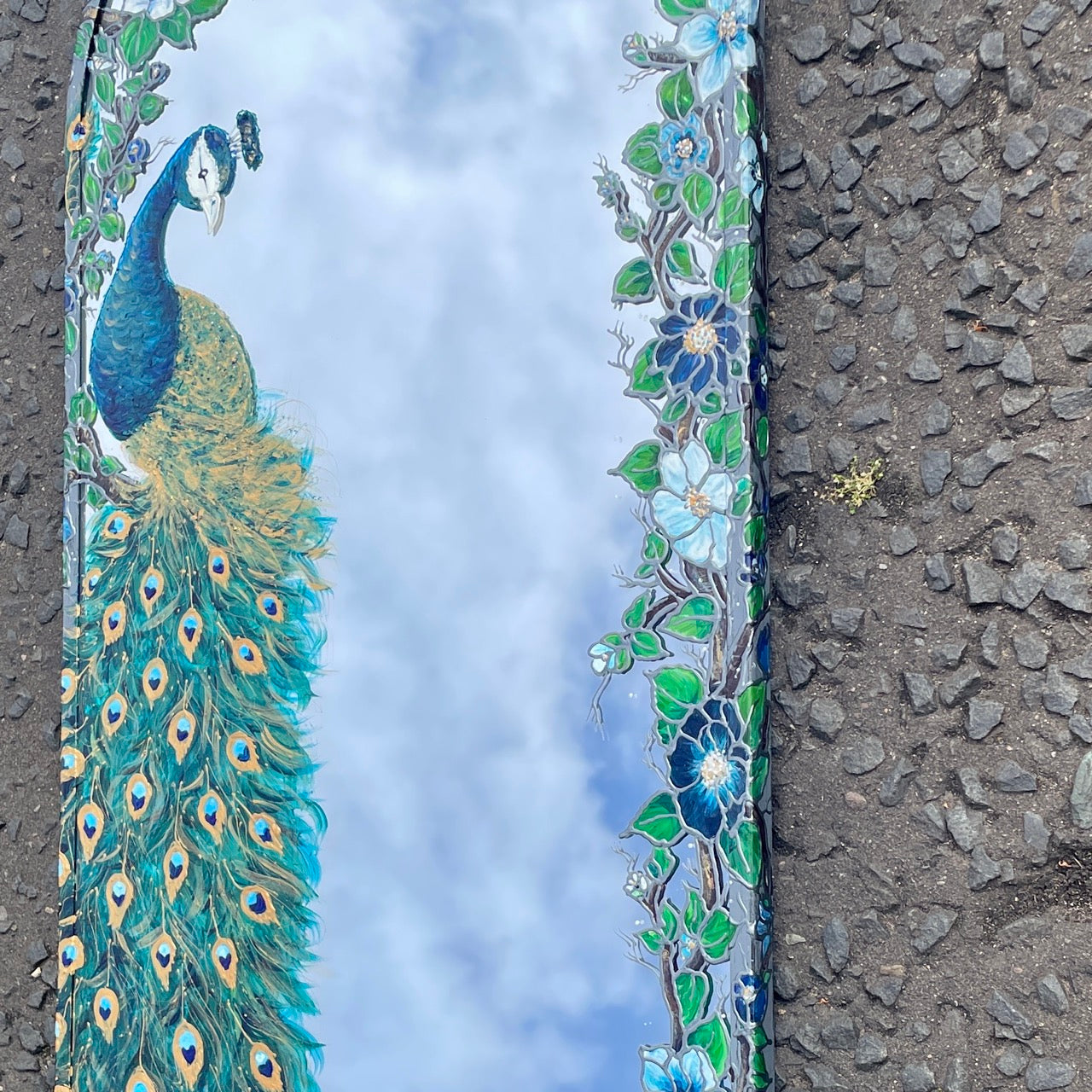 Peacock ~ One of a kind oval mirror