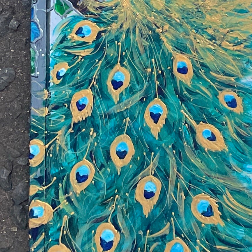 Peacock ~ One of a kind oval mirror