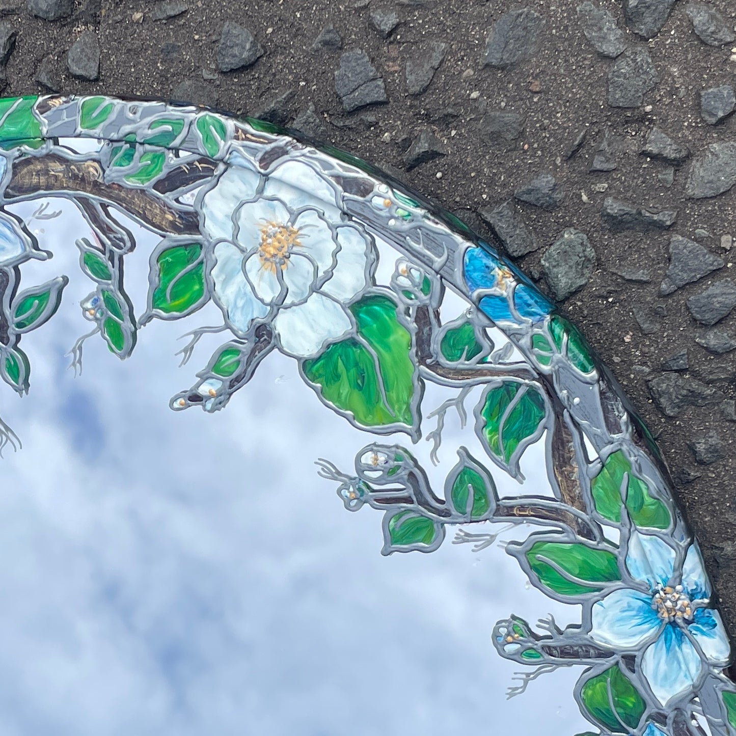 Peacock ~ One of a kind oval mirror