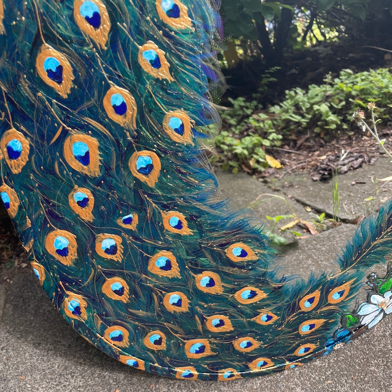 Peacock ~ One of a kind oval mirror