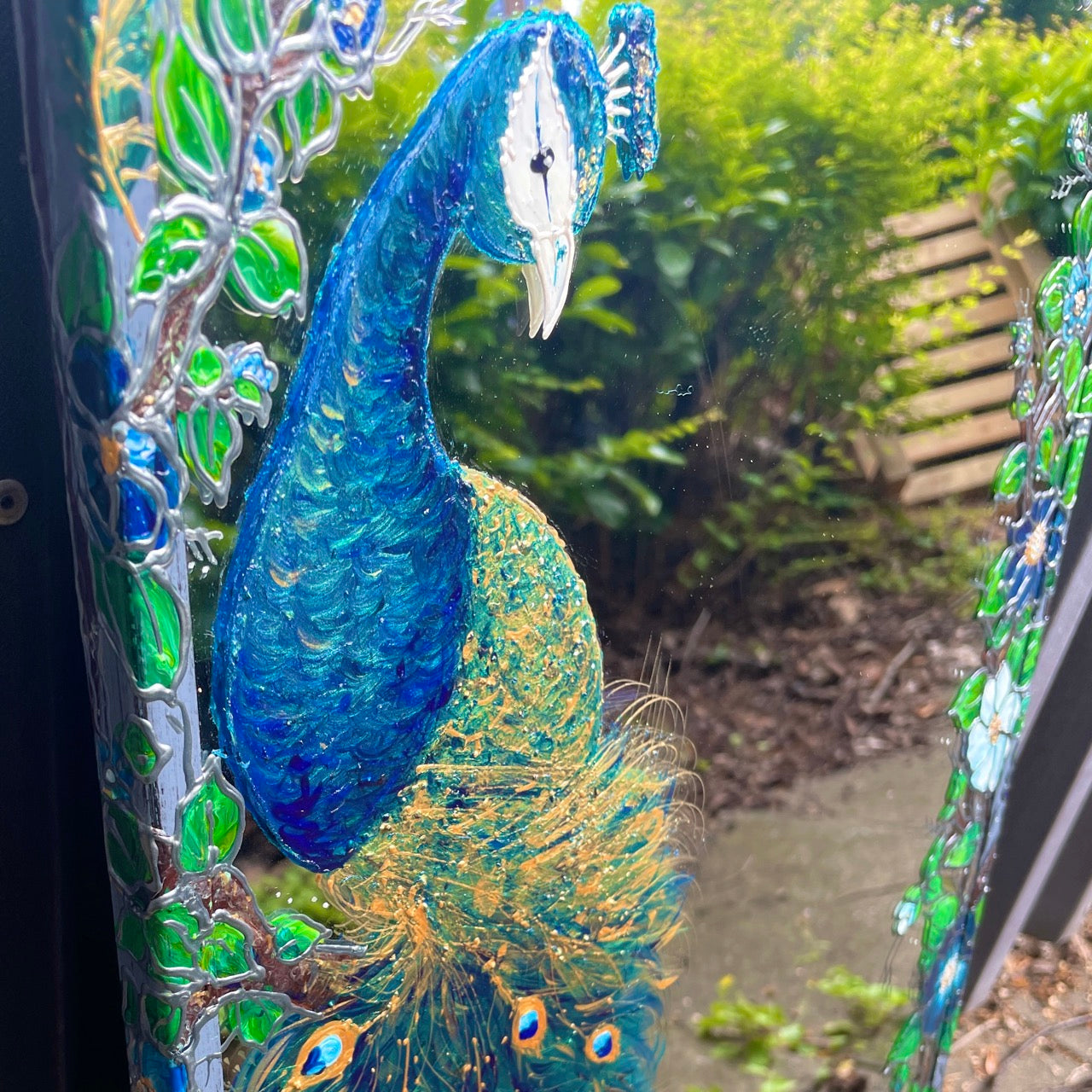 Peacock ~ One of a kind oval mirror