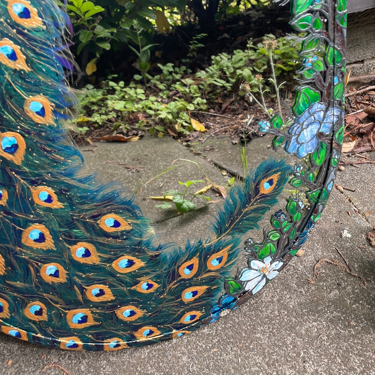 Peacock ~ One of a kind oval mirror