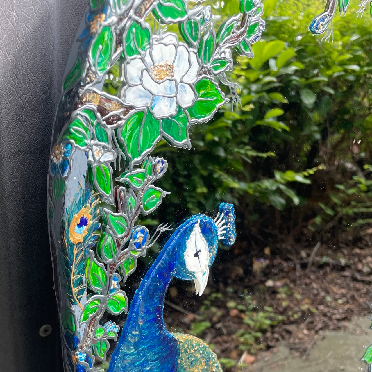 Peacock ~ One of a kind oval mirror