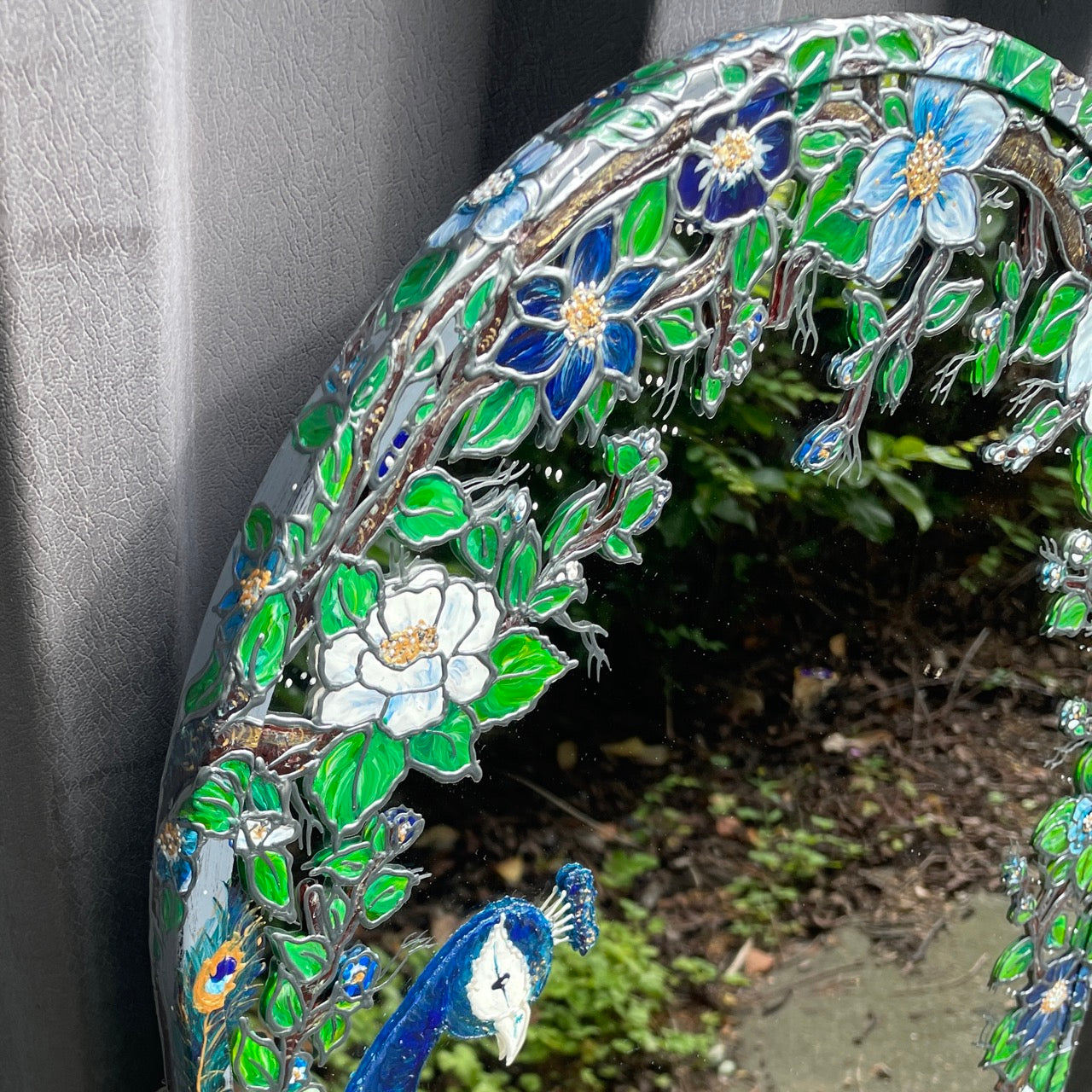 Peacock ~ One of a kind oval mirror