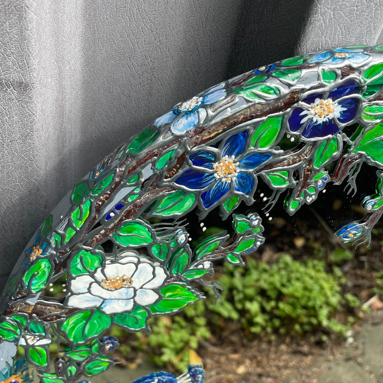 Peacock ~ One of a kind oval mirror