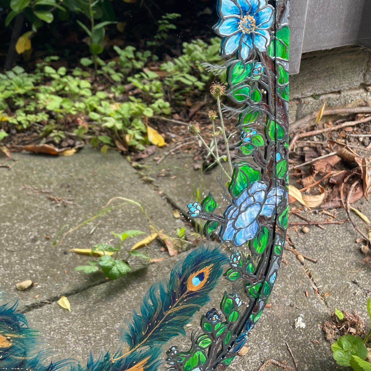 Peacock ~ One of a kind oval mirror