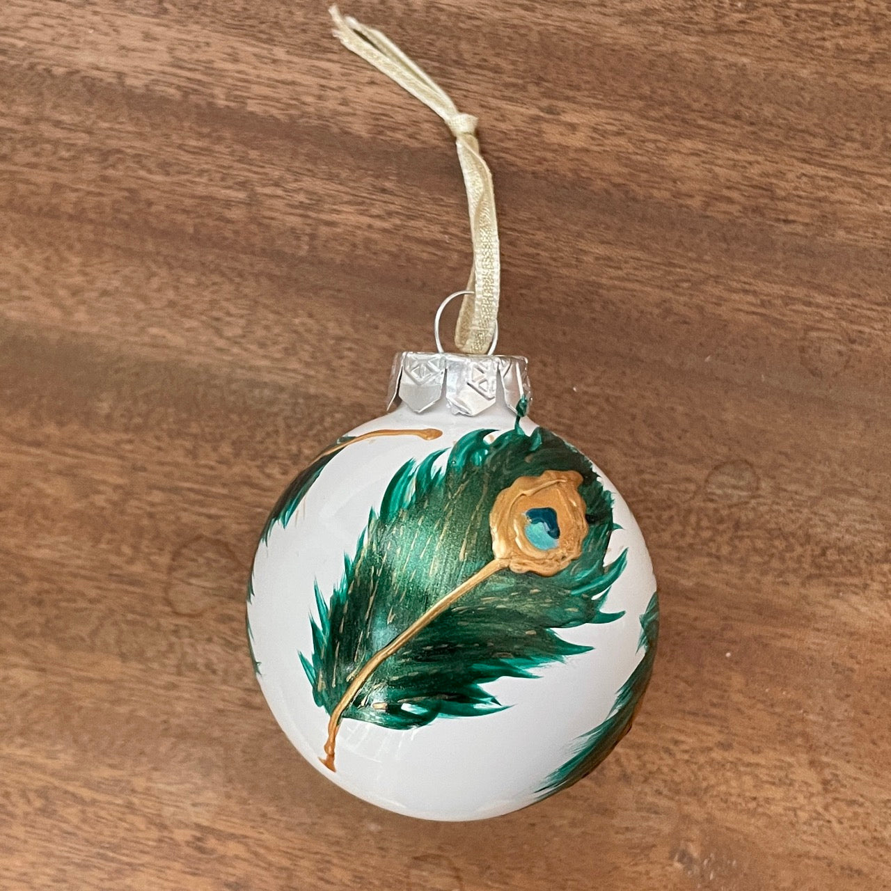 Peacock feathers~ Glass bauble