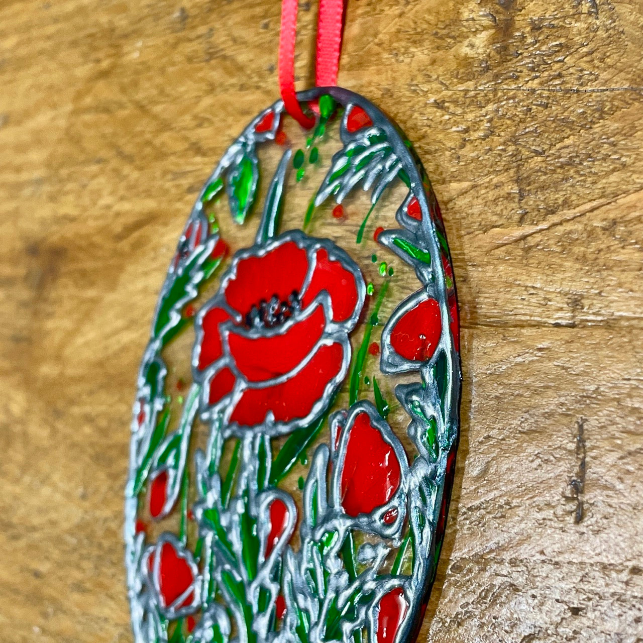 Poppy field~ Oval suncatcher