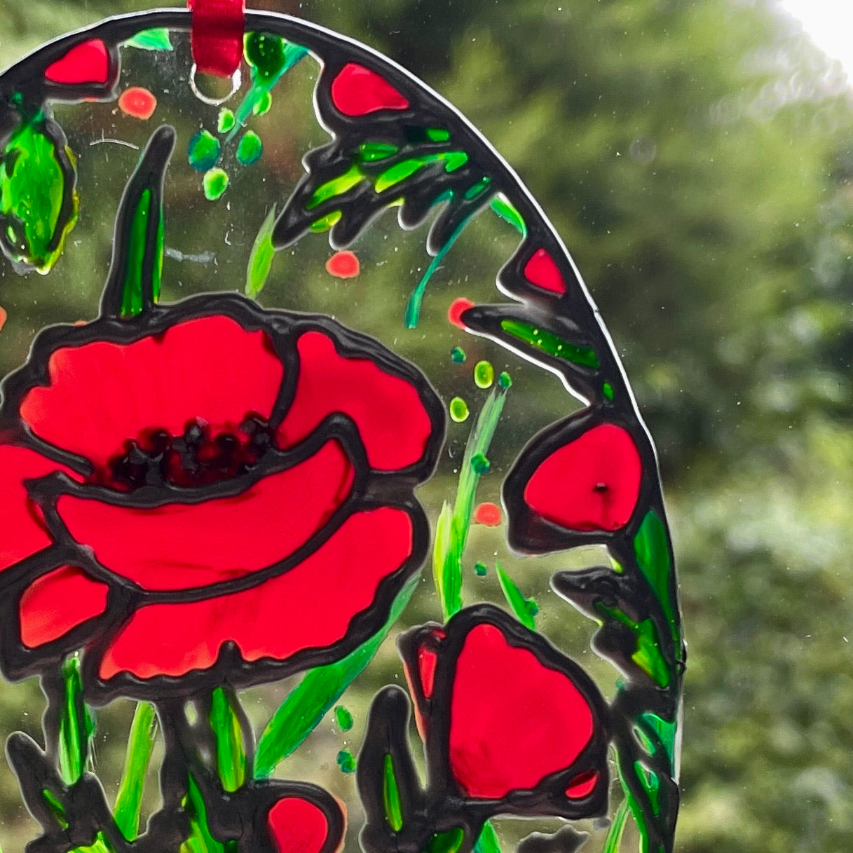 Poppy field~ Oval suncatcher