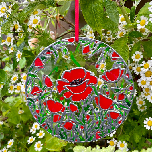 Poppy field~ Round suncatcher