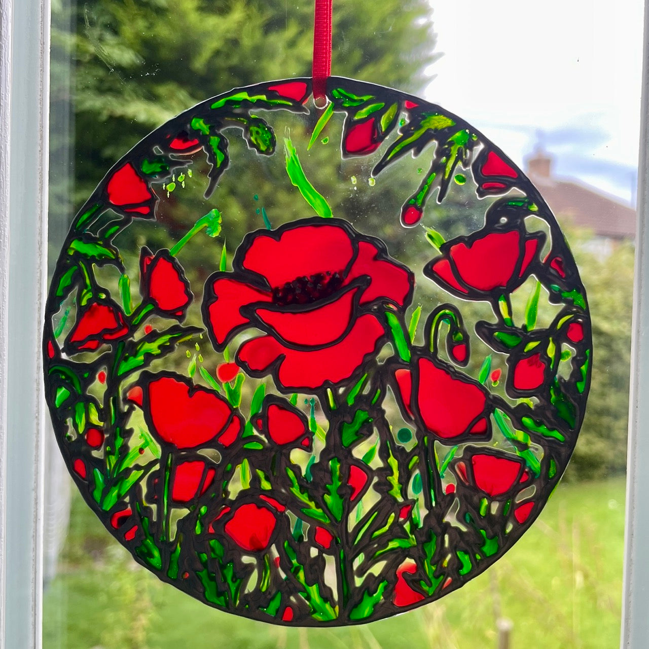 Poppy field~ Round suncatcher
