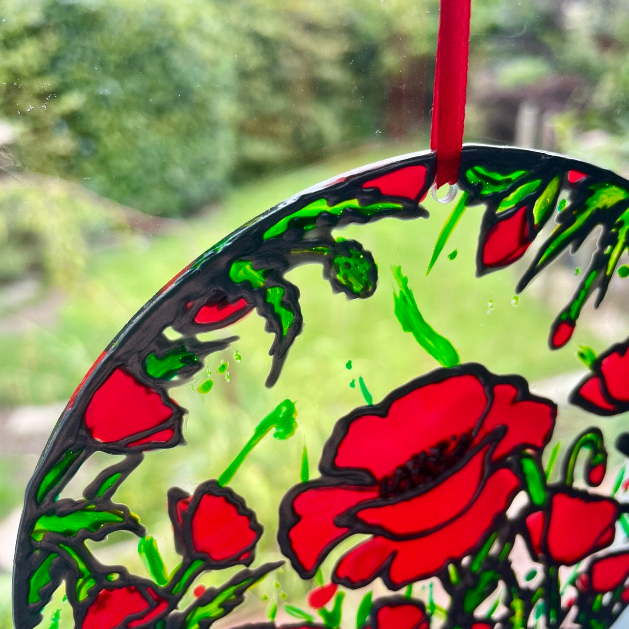 Poppy field~ Round suncatcher