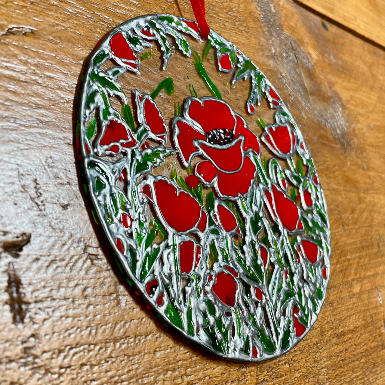 Poppy field~ Round suncatcher