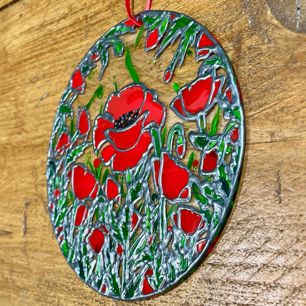 Poppy field~ Round suncatcher